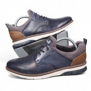 Rieker Dustin Leather Slip-on Casual Oxfords "Navy / Brown" Men's 8-8.5/41